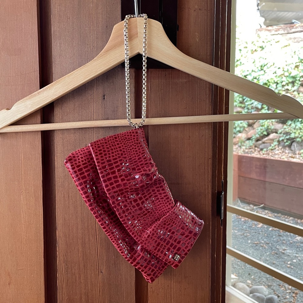 Henri Bendel clutch small burgundy maroon
